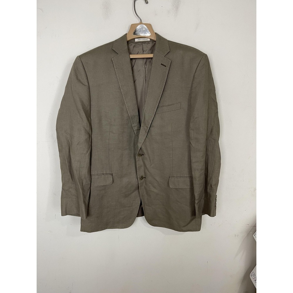 Calvin Klein Blazer Mens 44R Brown 100% Linen Summer Preppy Jacket Classic